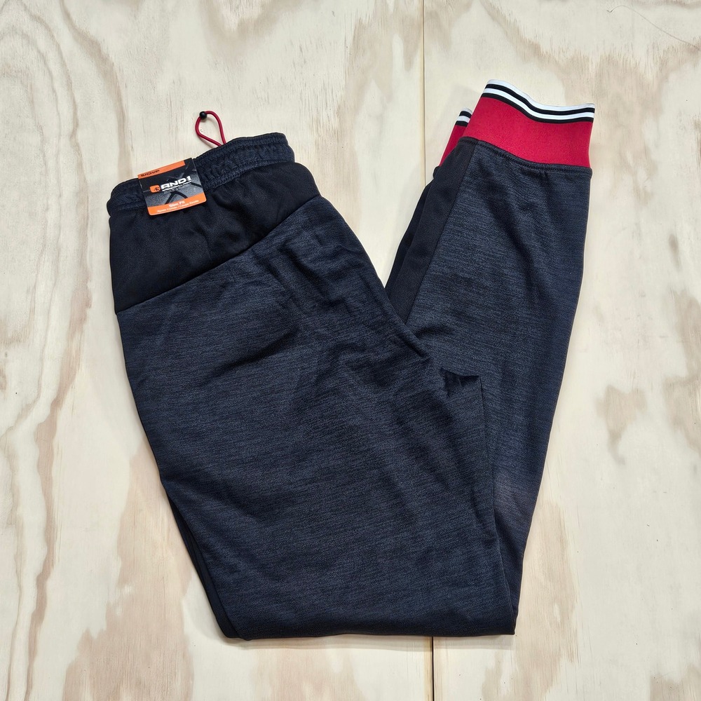 AND1 Mens Basketball Joggers Charcoal Black Red Space Dye Slim Fit ANM243PA04
